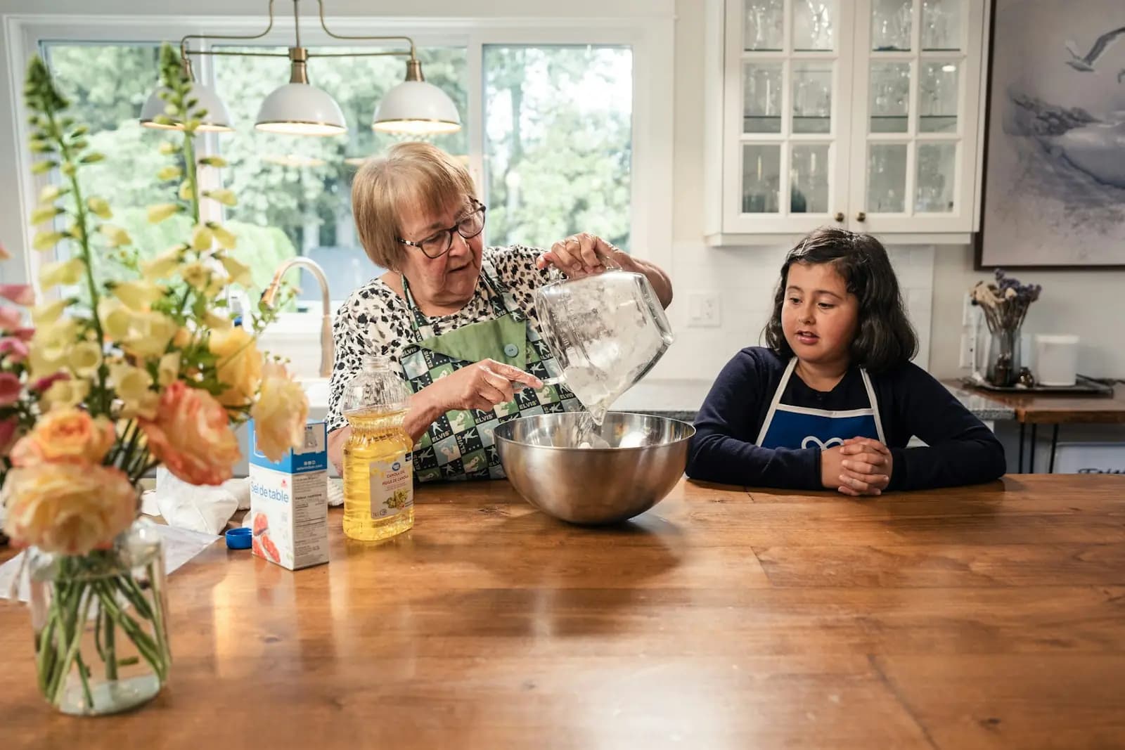 Tenants baking together at their kitchen table