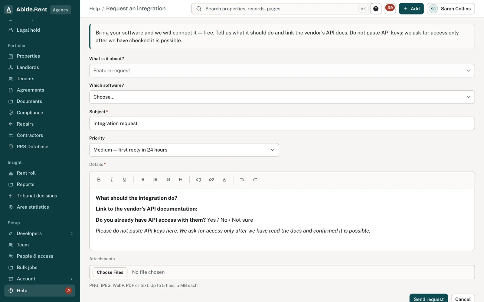 Request an integration