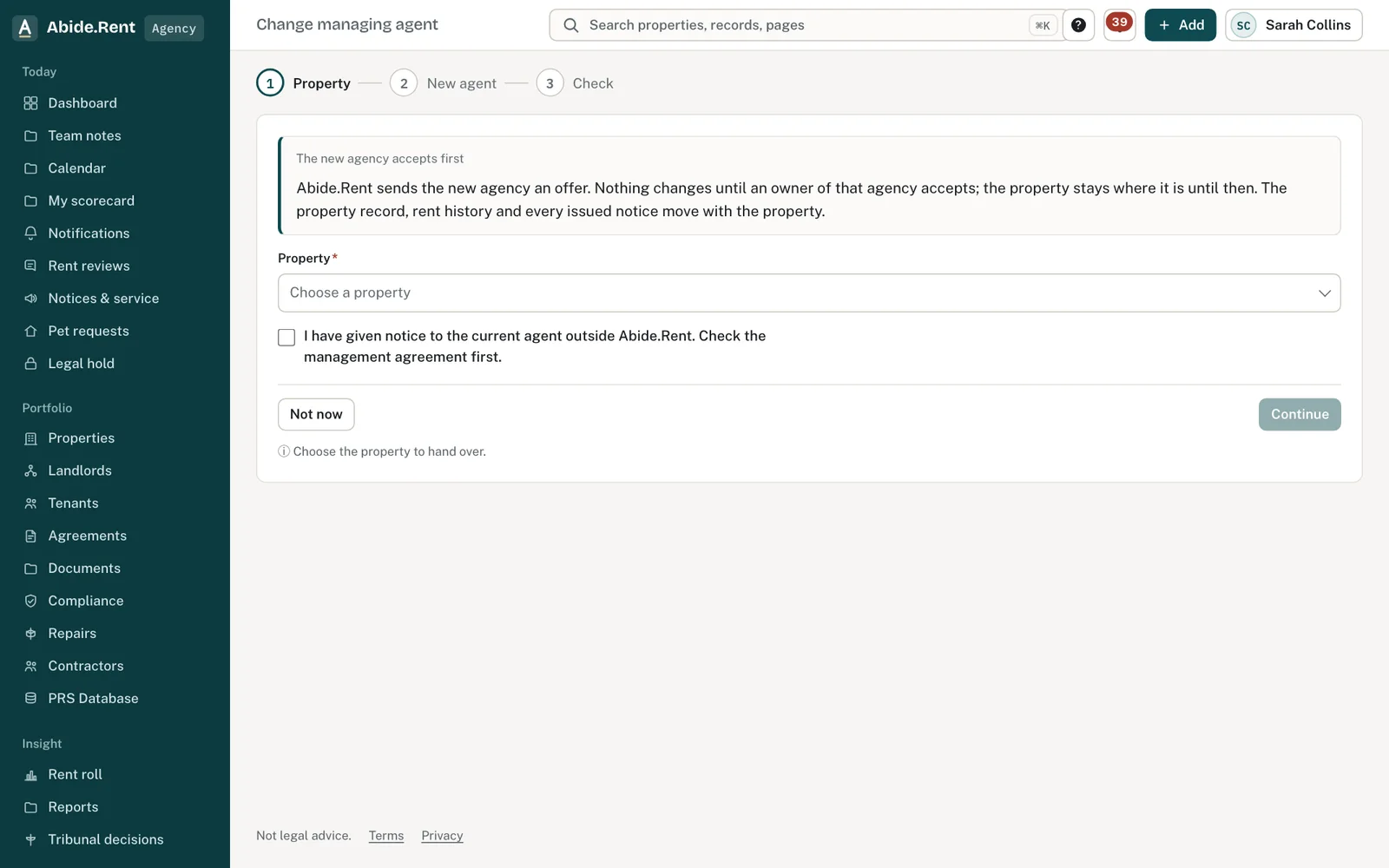 Change managing agent